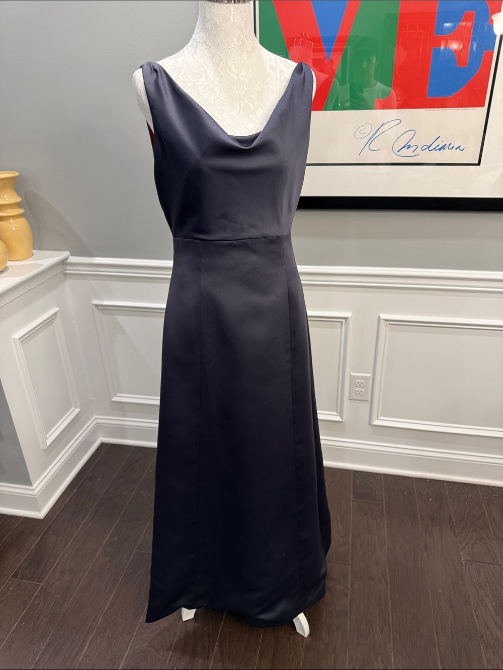 RARE VTG 90’s Vera Wang Black Cowl Neck Satin Gown - Picture 1 of 12